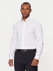 Calvin Klein Koszula K10K113846 Biały Slim Fit. Białe koszule męskie Calvin Klein, m, bez wzorów, z bawełny, biznesowe, bez kołnierzyka, bez ramiączek. Za 199.99 zł.