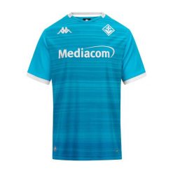 Trzeci strój Fiorentiny 2026. Niebieskie koszulki sportowe męskie Kappa, bez wzorów, bez kołnierzyka, bez ramiączek, do piłki nożnej. Za 442.00 zł.