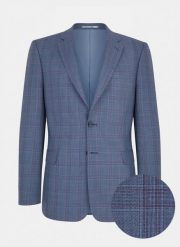 Marynarka garniturowa w kratkę P21SP-3G-054-N. Niebieskie marynarki męskie Pako Lorente, bez wzorów, z poliesteru, eleganckie. Za 299.99 zł.