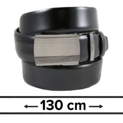Pasek Czarny do Spodni 130 cm, Automatyczna Klamra, Skórzany, Elegancki -VICTORIO. Czarne paski damskie Victorio, bez wzorów, ze skóry, eleganckie. Za 99.00 zł.
