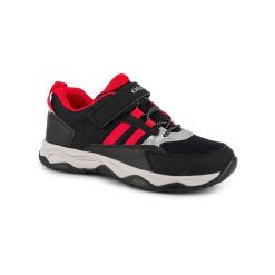 Buty dziecięce sportowe sneakersy dla chłopca na rzep GEOX CALCO. Czarne buty sportowe chłopięce Geox, bez wzorów, bez zapięcia, trekkingowe. Za 135.00 zł.