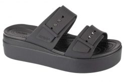 Sandały CROCS BROOKLYN W Czarny. Czarne sandały damskie Crocs, bez wzorów, z materiału, bez obcasa, bez zapięcia. Za 236.85 zł.