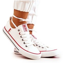 Damskie Trampki Big Star JJ274123 Białe. Białe trampki i tenisówki damskie bez wzorów, z materiału, klasyczne, bez zapięcia. Za 180.71 zł.