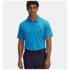 Koszulka Męska Polo Under Armour. Niebieskie koszulki polo męskie Under Armour, m, bez wzorów, bez kołnierzyka, bez ramiączek, na fitness i siłownię. Za 199.99 zł.