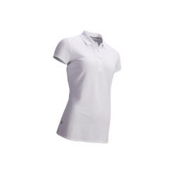 Koszulka polo do golfa damska. Niebieskie koszulki sportowe damskie INESIS, m, bez wzorów, z bawełny, bez kołnierzyka, bez ramiączek, na golfa, climacool (adidas). Za 34.99 zł.