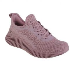 Buty do chodzenia damskie Skechers Bobs Geo-new Aesthetics. Czerwone obuwie sportowe damskie Skechers, bez wzorów, z materiału, trekkingowe. Za 249.99 zł.