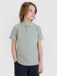 4F Koszulka polo chłopięca - miętowa 128 (7-8 lat). Niebieskie t-shirty dla chłopców 4f, bez wzorów, z bawełny, bez ramiączek. W wyprzedaży za 29.99 zł.