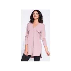 Długa pudrowa koszula damska ze złotymi guzkiami. Czerwone koszule damskie Bien fashion, s, bez wzorów, bez kołnierzyka, bez ramiączek. Za 139.00 zł.