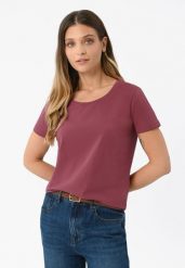 Koszulka basic T-DIANA. Czerwone t-shirty damskie Volcano, m, bez wzorów, z materiału, klasyczne, bez kołnierzyka. Za 54.99 zł.