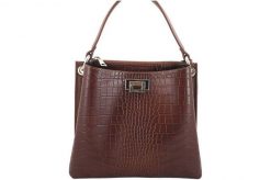 Listonoszka skórzana BARBERINI'S croco brązowa 795/1-6. Brązowe torebki shopper damskie Barberinis, bez wzorów, ze skóry, eleganckie, do ręki, bez dodatków. Za 339.99 zł.
