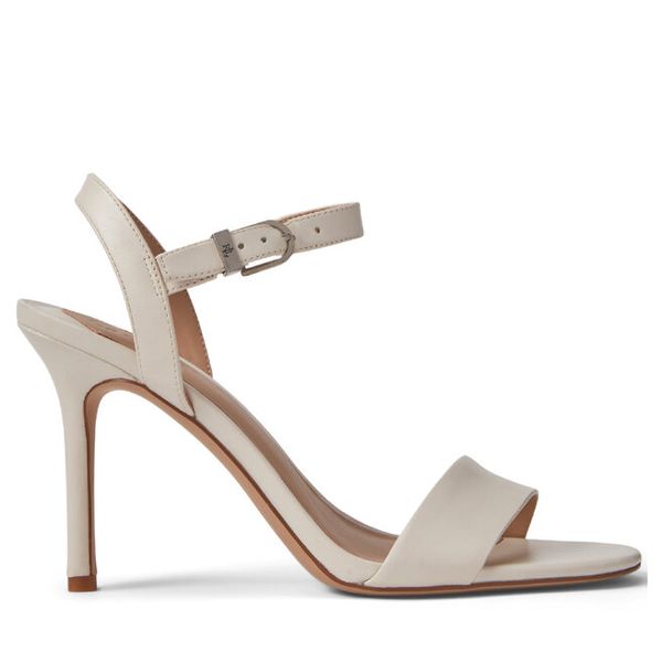 Sandały LAUREN RALPH LAUREN. Białe sandały damskie Lauren Ralph Lauren, bez wzorów, bez obcasa, na szpilce, bez zapięcia. Za 659.99 zł.