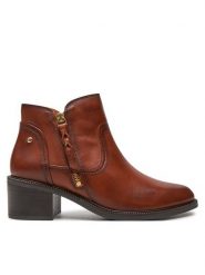 Pikolinos Botki W2D-8674 Brązowy. Brązowe botki damskie Pikolinos, ze skóry, bez obcasa, na słupku, bez zapięcia. Za 489.99 zł.