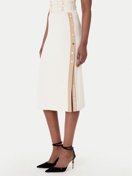 Elisabetta Franchi Spódnica midi GK-27S-61E2-V340 Beżowy Regular Fit. Brązowe spódnice damskie Elisabetta Franchi, s, bez wzorów, z wiskozy, midi. Za 1,449.00 zł.