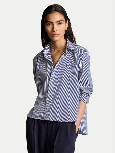 Polo Ralph Lauren Koszula 211891419001 Granatowy Regular Fit. Niebieskie bluzki damskie Polo Ralph Lauren, xs, bez wzorów, bez kołnierzyka, bez ramiączek. Za 819.99 zł.