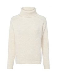 More & More sweter z golfem Kobiety Sztuczne włókno beżowy|biały, 44. Białe swetry damskie More & More, bez wzorów, z dzianiny, bez kołnierzyka, bez ramiączek, bez kaptura. Za 229.95 zł.