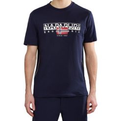Koszulka męska Napapijri S-Aylmer. Niebieskie koszulki sportowe męskie Napapijri, m, bez wzorów, bez kołnierzyka, bez ramiączek, trekkingowe. Za 178.50 zł.