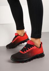 Czarno-Czerwone Buty Sportowe Sneakersy z Tłoczoną Podeszwą Leathrose. Czarne obuwie sportowe damskie Born2be, bez wzorów, z jeansu. Za 99.99 zł.