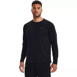 Koszulka męska Under Armour Tech 2.0 LS. Czarne koszulki sportowe męskie Under Armour, m, bez wzorów, bez kołnierzyka, bez ramiączek, do biegania. Za 99.99 zł.