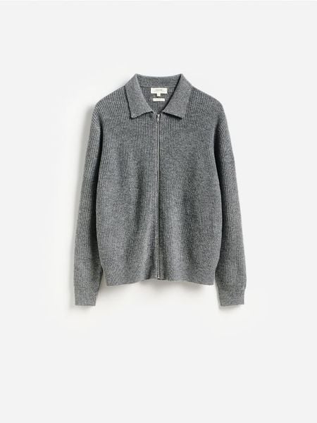 Rozpinany sweter z wełną - szary. Szare kardigany męskie Reserved, l, bez wzorów, z dzianiny. Za 249.99 zł.