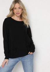 Czarny Sweter z Kaszmirem i Ozdobnymi Kieszeniami Sanarea. Czarne swetry damskie Born2be, bez wzorów, z jeansu, eleganckie, bez kołnierzyka, bez ramiączek, długie, bez kaptura. Za 84.99 zł.