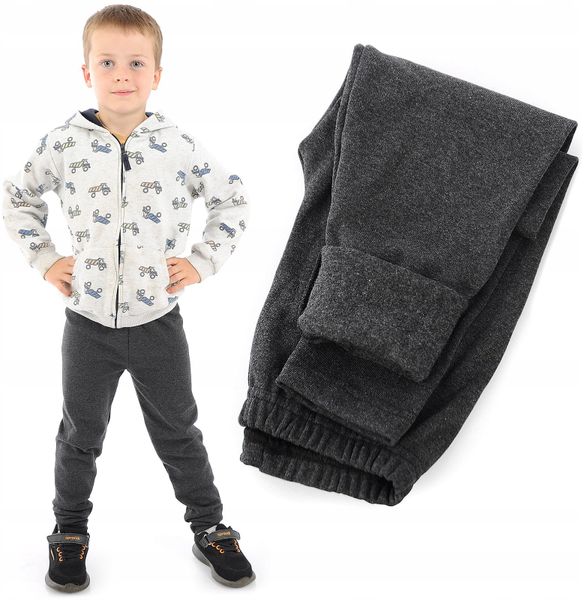 Ocieplane elastyczne Legginsy chłopięce Bawełniane Spodnie Grafitowe 116. Szare spodnie materiałowe dla chłopców LAEMI, bez wzorów, z bawełny. Za 51.43 zł.