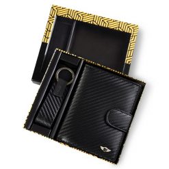 Zestaw prezentowy z portfelem i brelokiem Peterson [DH] PTN PK5-N4L-6853 czarny. Czarne portfele męskie Peterson, bez wzorów. Za 77.99 zł.