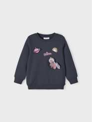 NAME IT Bluza 13221693 Szary Regular Fit. Szare bluzy dla dziewczynek Name it, bez wzorów, z bawełny, bez ramiączek, bez kaptura. Za 69.99 zł.