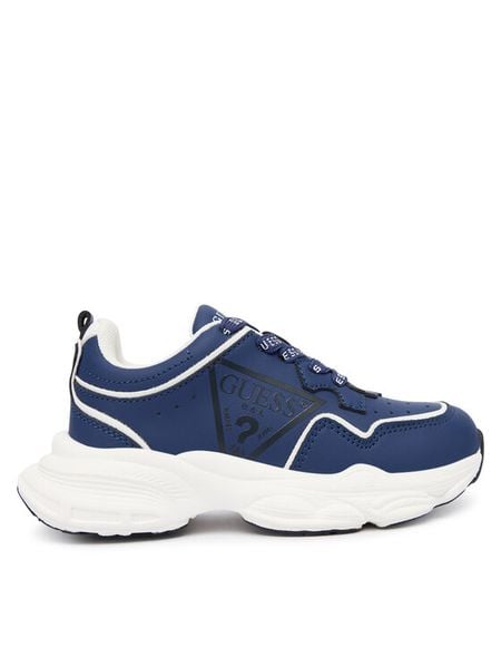 Guess Sneakersy N5BZ10 WO120 Granatowy. Niebieskie buty sportowe chłopięce Guess, z aplikacjami, ze skóry, bez zapięcia. Za 179.99 zł.