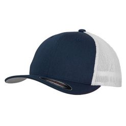 Dwukolorowa Siatkowa Czapka Z Daszkiem. Niebieskie czapki i kapelusze damskie FLEXFIT, bez wzorów. Za 78.99 zł.