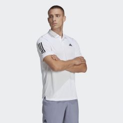 Club 3-Stripes Tennis Polo Shirt. Białe koszulki polo męskie Adidas, s, bez wzorów, bez kołnierzyka, bez ramiączek, tenisowe. Za 182.45 zł.