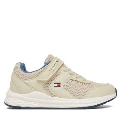 Sneakersy Tommy Hilfiger. Brązowe trampki i tenisówki chłopięce Tommy Hilfiger, bez wzorów, bez zapięcia. Za 299.99 zł.