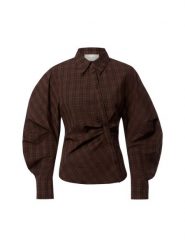 Neo Noir Damska bluzka koszulowa - Neoella Kobiety Bawełna brązowy w kratkę, 36. Brązowe bluzki damskie Neo Noir, bez wzorów, z bawełny, z asymetrycznym kołnierzem, bez ramiączek. Za 349.95 zł.