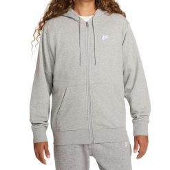 Bluza z Kapturem I Suwakiem Na Całej Długości Club Rozmiar S Szary - FN3884-063. Szare bluzy sportowe męskie Nike, s, bez wzorów, z materiału, z kapturem, na fitness i siłownię. Za 329.80 zł.