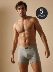 Bawełniane bokserki Classic 5 pack - szary. Szare bokserki męskie Sinsay, l, bez wzorów, z bawełny. Za 49.99 zł.