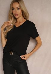 Czarny Klasyczny T-shirt z Bawełny Irithnea. Czarne bluzki damskie Renee, m, bez wzorów, z bawełny, klasyczne, bez kołnierzyka. Za 29.99 zł.