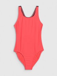 4F Kostium kąpielowy jednoczęściowy dziewczęcy - pomarańczowy 134/140 (8-10 lat). Brązowe stroje kąpielowe dla dziewczynek 4f, bez wzorów, z elastanu. Za 69.99 zł.