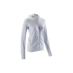 Bluza Rozpinana Z Kapturem Damska Run Warm Szara. Szare bluzy damskie KALENJI, l, bez wzorów, z elastanu, z kapturem, do biegania, climacool (adidas). Za 119.99 zł.