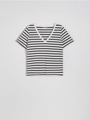 T-shirt regular z merceryzowanej bawełny - wielobarwny. T-shirty damskie Reserved, l, bez wzorów, z bawełny, bez kołnierzyka. W wyprzedaży za 29.99 zł.