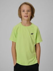 4F Koszulka sportowa szybkoschnąca chłopięca - zielona 158/164 (12-14 lat). Zielone t-shirty dla chłopców 4f, bez wzorów, z materiału, bez ramiączek. Za 69.99 zł.