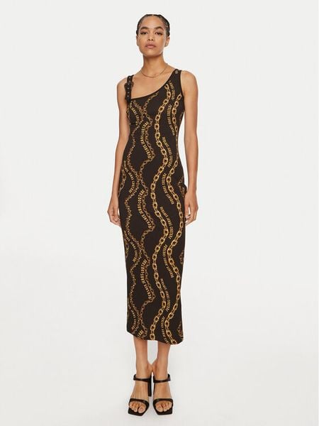 Versace Jeans Couture Sukienka codzienna 77HAO978 Czarny Slim Fit. Czarne sukienki damskie Versace Jeans Couture, na co dzień, bez wzorów, z bawełny, bez kołnierzyka, bez ramiączek, proste. Za 759.99 zł.