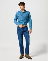 WRANGLER MĘSKA KOSZULA WESTERN SHIRT SEAFOAM SURF 112357194 W5B4008896. Koszule męskie Wrangler, m, bez wzorów, bez kołnierzyka, bez ramiączek. Za 179.99 zł.