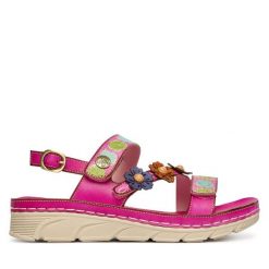 Sandały Laura Vita. Czerwone sandały damskie Laura Vita, bez wzorów, bez obcasa, na płaskiej podeszwie, bez zapięcia. Za 389.99 zł.