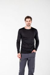Koszulka termoaktywna męska Woolona Eris z długim rękawem 100% Merino. Szare koszulki sportowe męskie WOOLONA, m, bez wzorów, z materiału, bez kołnierzyka, bez ramiączek, do biegania. Za 288.00 zł.