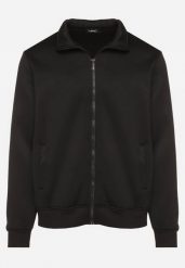 Czarna Bluza Rozpinana z Bawełną Anorrive. Czarne bluzy męskie Born2be, l, bez wzorów, z bawełny, bez kaptura. Za 89.99 zł.