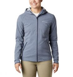 Kurtka trekkingowa damska Columbia Heather Canyon Softshell. Niebieskie kurtki damskie Columbia, l, bez wzorów, z elastanu, z kapturem. Za 601.00 zł.