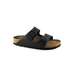 Klapki damskie Birkenstock Arizona BS W. Czarne klapki damskie Birkenstock, bez wzorów, z materiału, bez obcasa. Za 296.10 zł.