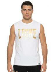 Złota męska koszulka bez rękawów. Czarne koszulki sportowe męskie LEONE 1947 APPAREL, m, bez wzorów, bez kołnierzyka, bez ramiączek, na fitness i siłownię. Za 168.40 zł.