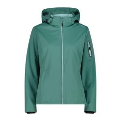 Kurtka damska turystyczna CMP 39A5016. Zielone kurtki damskie CMP, l, bez wzorów, z softshellu, z kapturem. Za 385.30 zł.