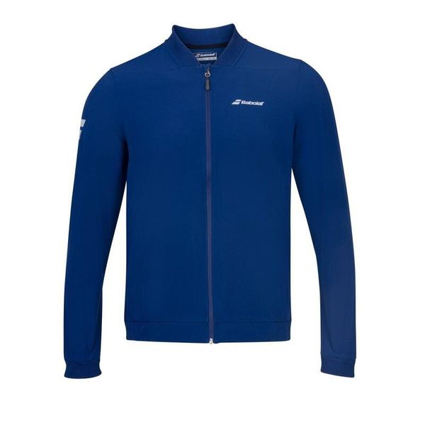 Bluza dresowa dla dzieci Babolat Play Jacket Junior do tenisa. Niebieskie bluzy dla chłopców BABOLAT, bez wzorów, z dresówki, bez ramiączek, bez kaptura. Za 249.99 zł.