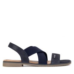 Sandały Lasocki. Czarne sandały damskie Lasocki, bez wzorów, bez obcasa, na słupku, bez zapięcia. Za 229.99 zł.